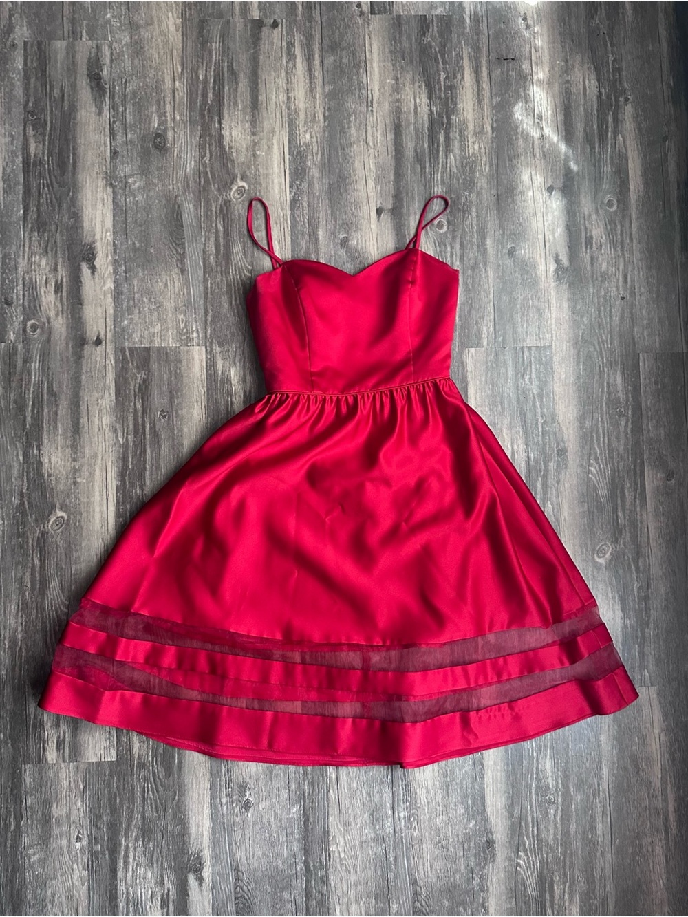 Alfred Angelo Satin Short Spaghetti Strap Formal Party Dress – Size 8